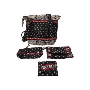 Vera Bradley Villager Tote With Accessories 4 Piece Set Lotus Print Dark Floral